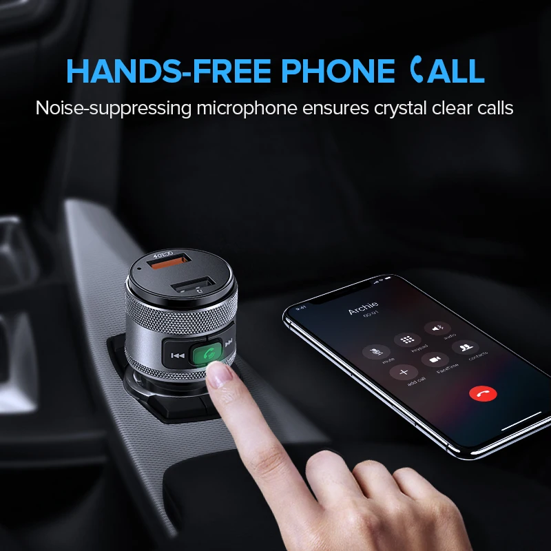 Najtaniej Ugreen USB ładowarka samochodowa nadajnik bluetooth fm QC szybka ładowarka 3.0 szybka ładowarka do Xiaomi Samsung iPhone Huawei QC3.0 ładowarka