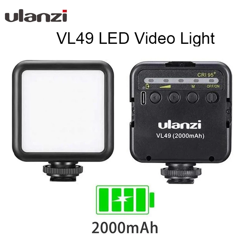 Buy Ulanzi VL49 6W Mini LED Video Light 2000mAh Built in Battery Light 5500K Photographic Lighting with Cold Shoe Mount 1 4 Screw