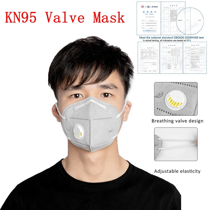

1/10PC Anti Pollution Folding Nonwoven Valved Dust KN95 Mouth Mask Reusable Masks Respirator With Valve For Outdoor