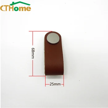 Leather Case Bag Drawer Kitchen Cabinet Door Pulls Hardware Black Modren Door Knobs and Handles for Furniture Wardrobe Handle