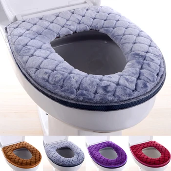 

Long-haired Soft And Thick Toilet Seat Warm Zipper Universal Toilet Cover All Seasons Comfortable Bathroom Toilet Seat Cover