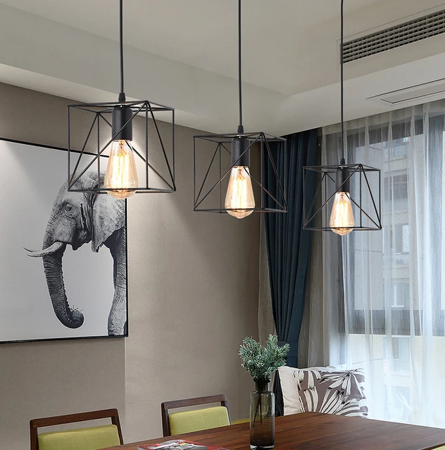 4-Light Black Farmhouse Chandelier | Adjustable Rustic Cage Pendant Light For Kitchen, Dining - View #8