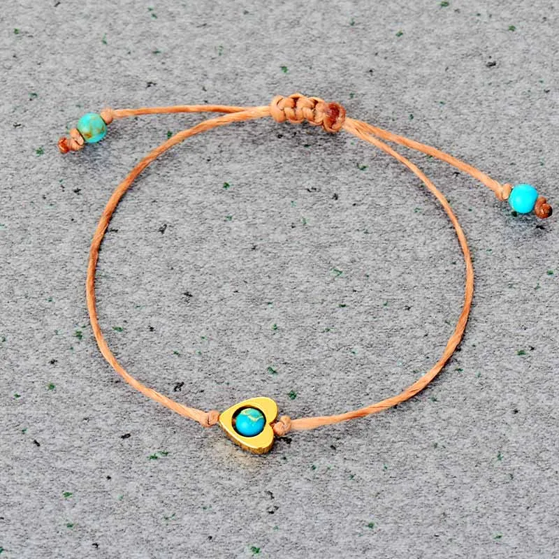 Simple Wrap Bracelets Femme Stones Heart Shape String Small Beads Yoga Friendship Bracelet Bangle Bohemian Jewellery Wholesale - Image 2