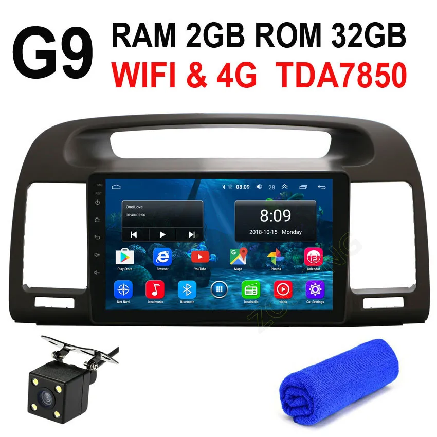G9 GPS CAM 4G DSP 2.5D Android9.0 Автомобильный мультимедийный dvd-плеер для Toyota Camry V30 2002 2003 2004 2005 2006 Автомобильный gps навигатор Авто радио карта - Цвет: G9 GPS CAM