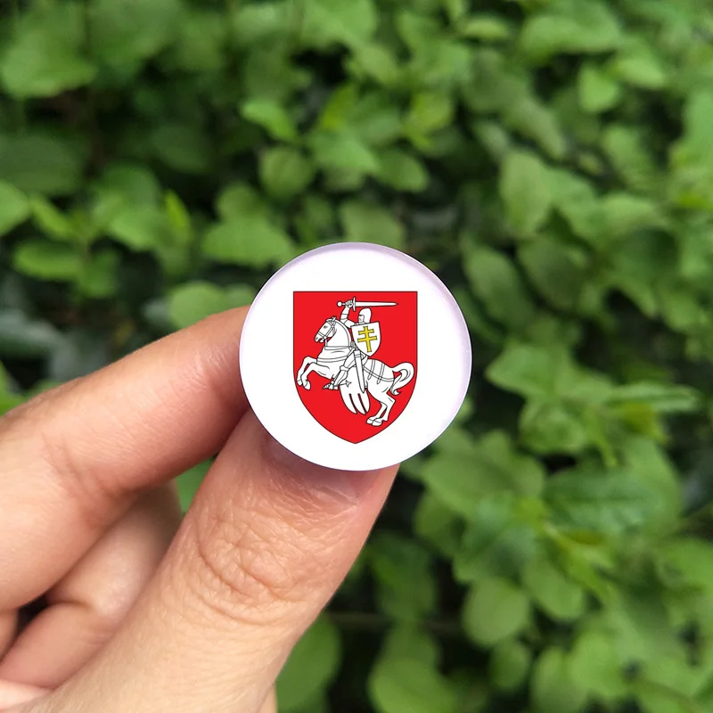 Crystal metal worldwide brooches badge Red White  Charms Knight Coat of Arms of Belarus Historical Flag Brooch/Badges/Lapel Pins