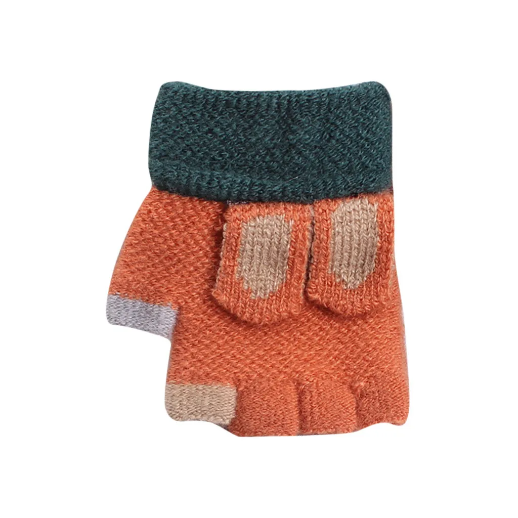 winter gloves Children's fingerless gloves Cartoon Warm Knit Children's Gloves guantes mujer