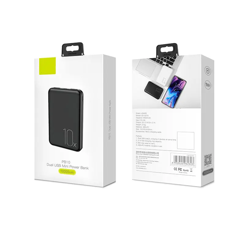 Новинка 10000 мАч Мини банк питания быстрая зарядка двойной USB портативный зарядный внешний аккумулятор для samsung Xiaomi Iphone