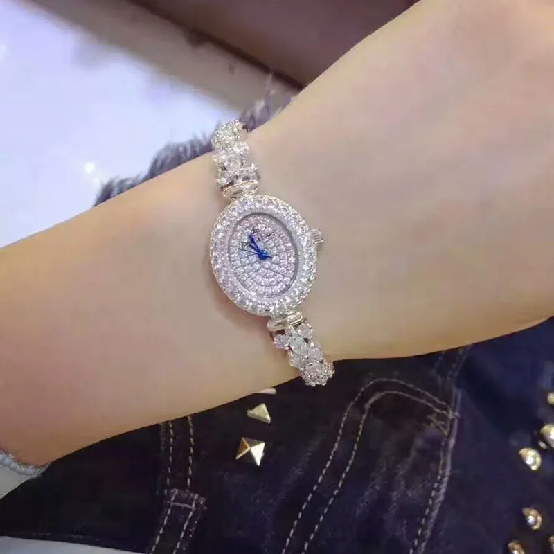 Women's Watches Female Quartz Wristwatch Ladies Jewelry Fashion For Girls Gift Waterproof Zircon Round Square Oval Blue Pointer