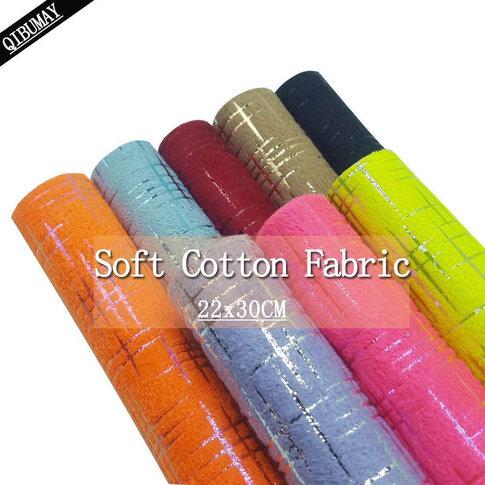 

QIBU 22*30cm Soft Cotton Fabric Thin Plush Textile A4 Size Shiny Bow Fabric DIY Clothes Bags Materials Hand Sewing Accessories