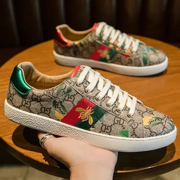 

High quality luxury men's shoes 2020 designer embroidery fashion sequin casual sneakers low-top lace-up comfortable flat shoes