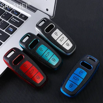 

TPU Leather Car Key Case For Audi A6 A7 A8 Q8 E-tron C8 D5 A8L A6L 2018 2019 2020 Car Covers Styling Accessories