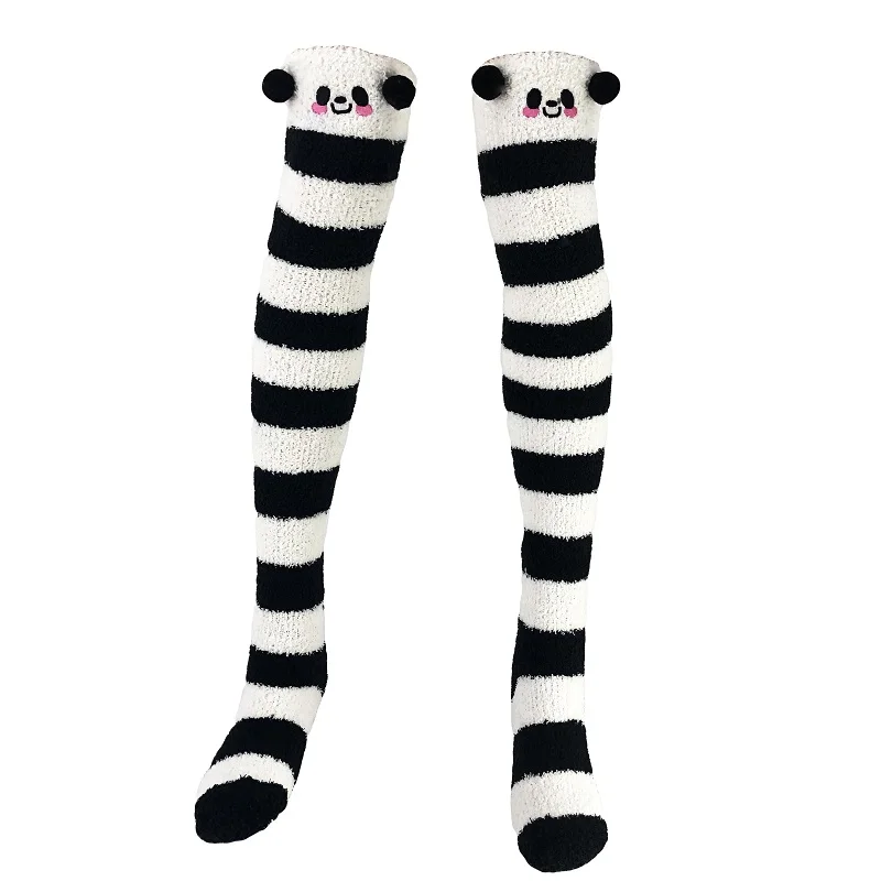 

ABDL Winter Warm Coral Fleece Knee Socks Baby Girls Animal Stockings Striped Kawaii Long Thigh High Socks Ddlg Daddy Dom Socks
