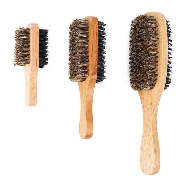 

New Men Boar Bristle Hair Brush Natural Wooden Wave Brush For Malestyling Beard Hairbrush For Short Long Thick Curly Wavy Hair
