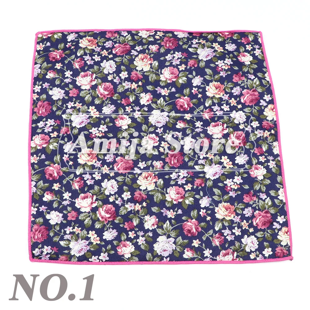 New Floral Pocket Square Gift Set Handkerchief 100% Cotton Hankie Printing Women&Men Casual Party Gift Tuxedo Bow Tie Accessory