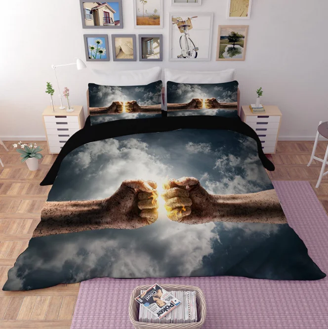 Comfortable queen size bed cover pillow cover 1.5m bed set sport bed cover king grade comfortable bed cover 3pcs various styles