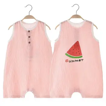 

Boys' Cotton Jumpsuit Infant Summer Home Clothes Girls Sleeveless Crawling Suit 3M 6M 9M 12M 18m 24m