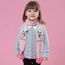 Шарф для девочек, зимние теплые детские вязаные теплые аксессуары, хлопковые длинные лыжные наружные шарфы с изображением оленя и животных для малышей