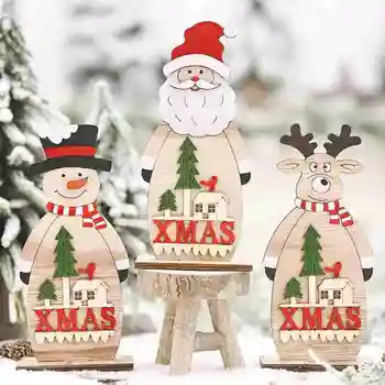 

Christmas decoration wooden DIY sleigh decorations creative combination decoration creative cute snowman desktop ornament