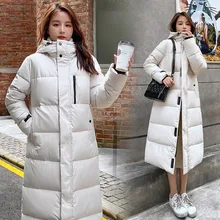 Women's mid-length cotton-padded jacket for 2021 winter new style down cotton Korean style over-the-knee loose padded jacket