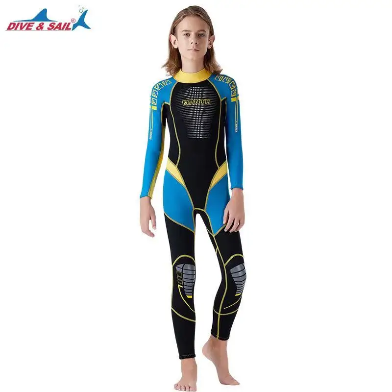 2.5mm full body neoprene swimsuit boys girls neoprene wetsuit kids one piece swimwear children diving suit Back Zip wet suit