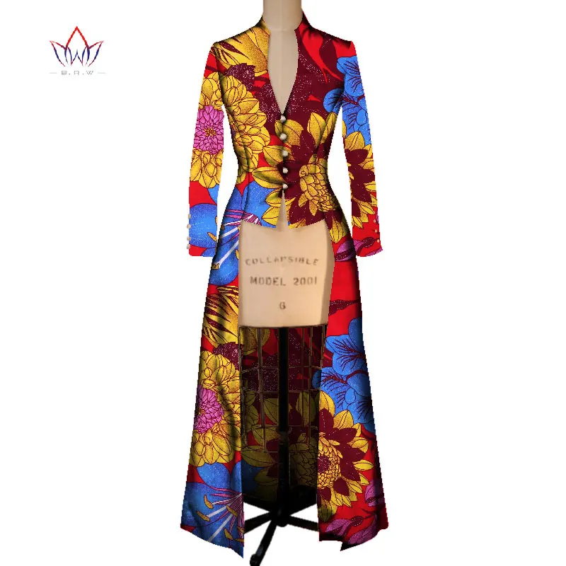 Летнее Новое Африканское пальто для женщин Тренч женский Макси Верхняя одежда Тренч женский s Dashikis брендовая одежда 6XL BRW WY2405 - Цвет: 1
