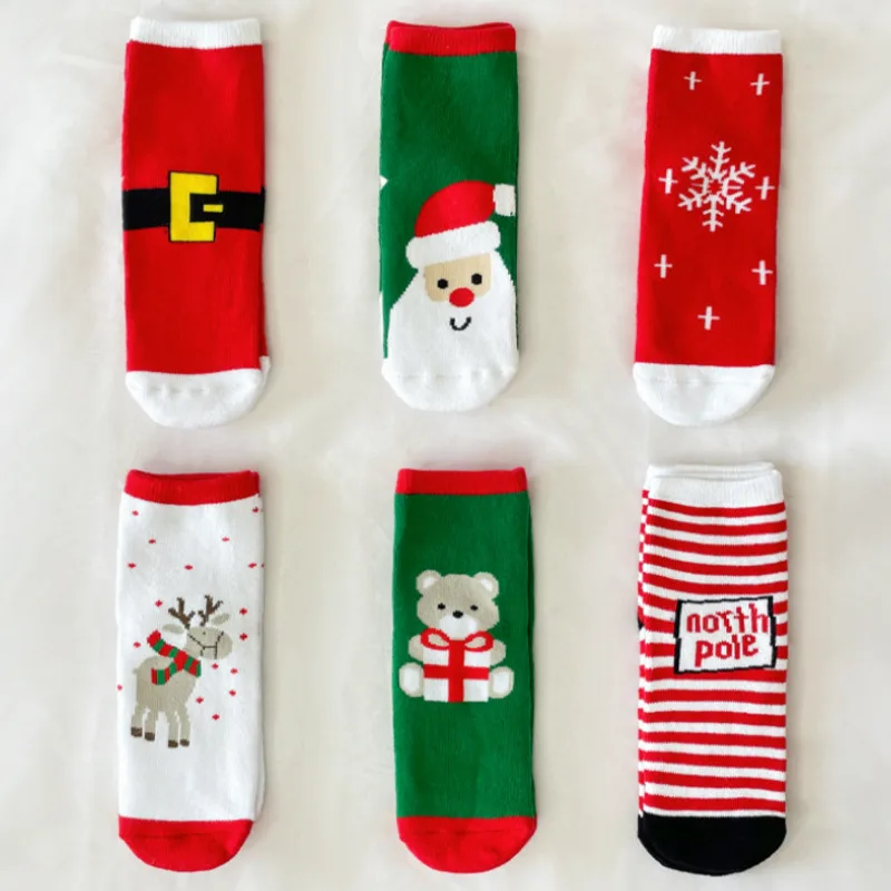 1 Pair Cotton Winter Baby Girls Boys Kids Sock Children Terry Snowflake Elk Santa Claus Christmas Bear Gift Stuff clothes fleece