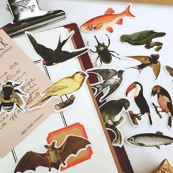 

14Pcs/Set Vintage Bird Insect Fish Shark Animals Sticker DIY Craft Scrapbooking Album Journal Happy Planner Decorative Stickers
