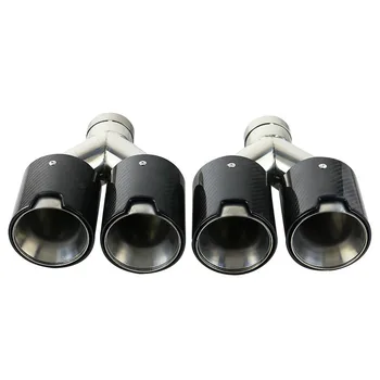 

1pcs Universal Car Exhaust Pipe 2.5'' Inlet With Clamp 79/89/102mm Twin Out In Stainless Steel Car Carbon Fiber Muffler Tip