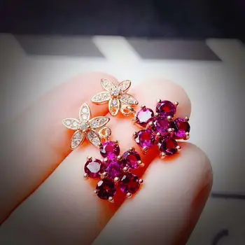 

natural And Real Garnet gemstone earrings S925 silver earrings women fashion earrings New year gift