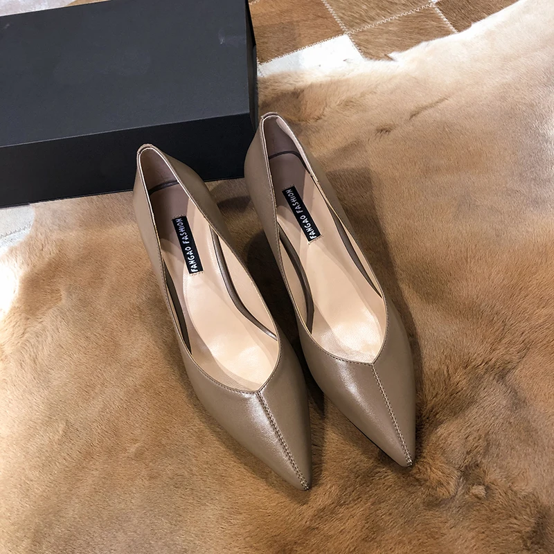 Chaussures femme; обувь на высоком каблуке; женские туфли-лодочки из натуральной кожи; простая и элегантная новая весенняя Офисная Женская обувь; zapatos mujer