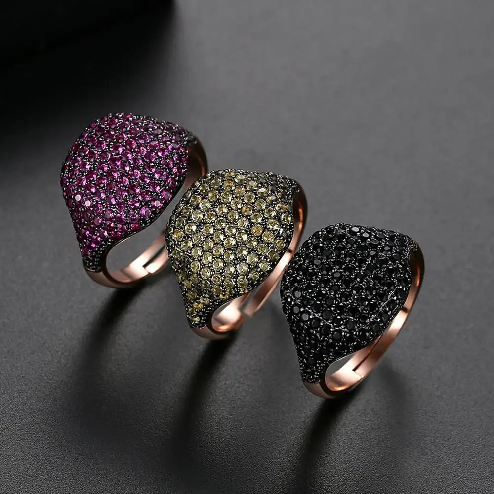 Bilincolor Fashion Black Zirconia Adjustable Ring for Women