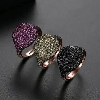 

Bilincolor fashion rose gold black cz adjustable open ring for women