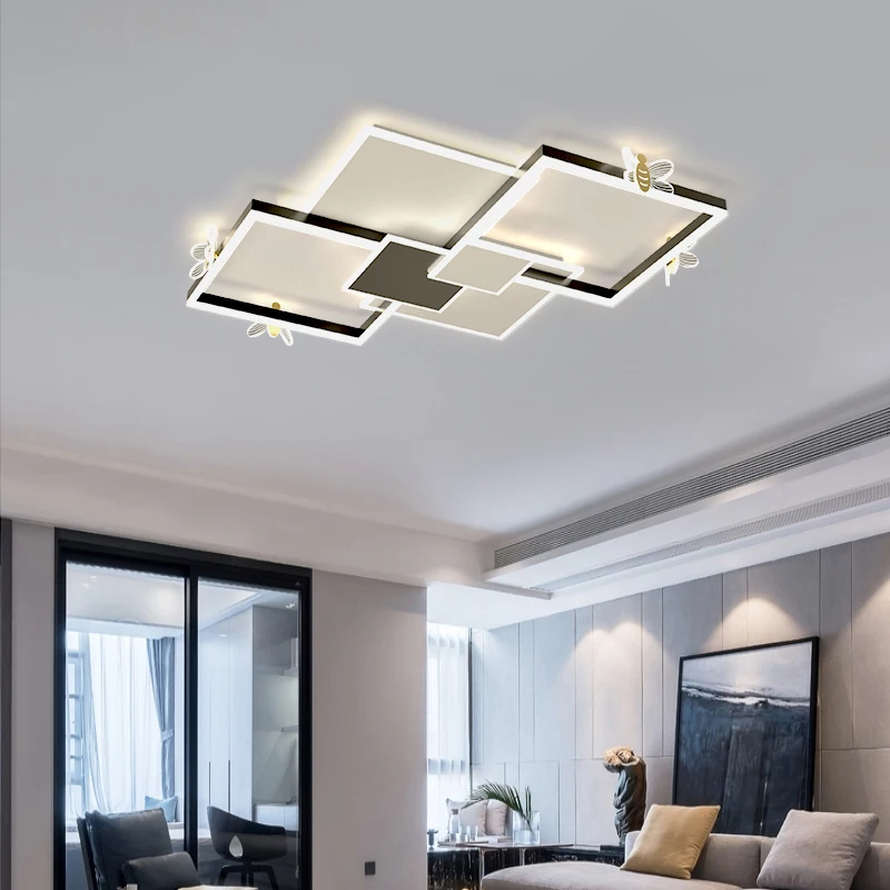 2021 New Chandeliers Nordic Atmosphere Living Room Ceiling Decoration Lamp Modern Minimalist Square Bedroom Bee Lighting Light