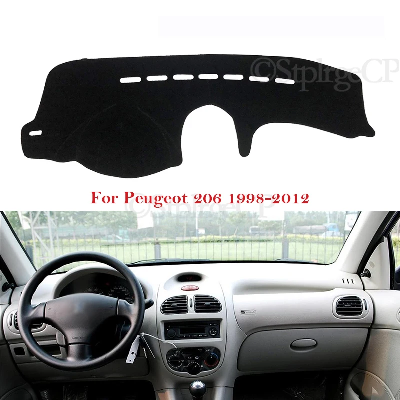 Couverture de protection de tableau de bord pour Peugeot 206, accessoires  de voiture, pare-soleil, tapis Anti-UV, 1998, 2012, 2011, 2010, 2009