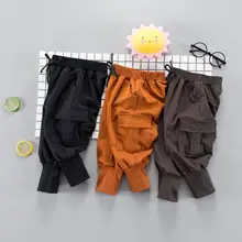 LOOZYKIT одежда для детей штаны для маленьких мальчиков и девочек новые осенние повседневные хлопковые брюки со шнуровкой и средней талией детская одежда