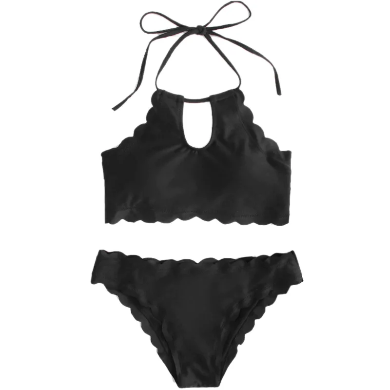 

Solid Color Bikini Set Women Solid Two Pieces Swimwear Lace Girl Beach Swimsuits