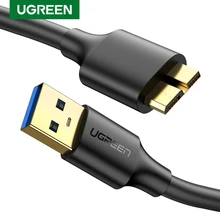Cabo micro usb 3.0 carregador e de dados ugreen, carregamento rápido de 3a para celulares samsung note, 1m disco rígido toshiba 3 s5
