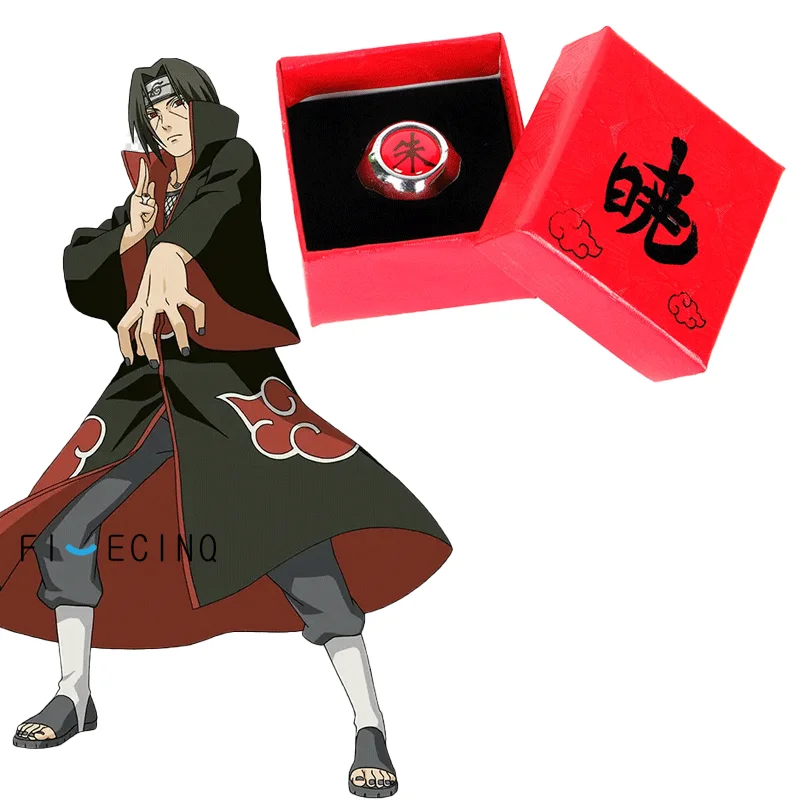 Itachi кольцо с красной коробкой Akatsuki Metal | Тематическая одежда и униформа