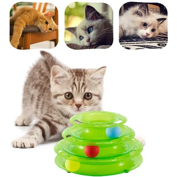 

Three Levels Interactive Pet Cat Toy Tower Tracks Disc Intelligence Amusement Plate Cat Ball Toys For Kitten
