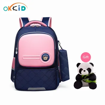

OKKID children school bags for girls cute korean style kids pink bag orthopedic school backpack for boy waterproof bookbag gift