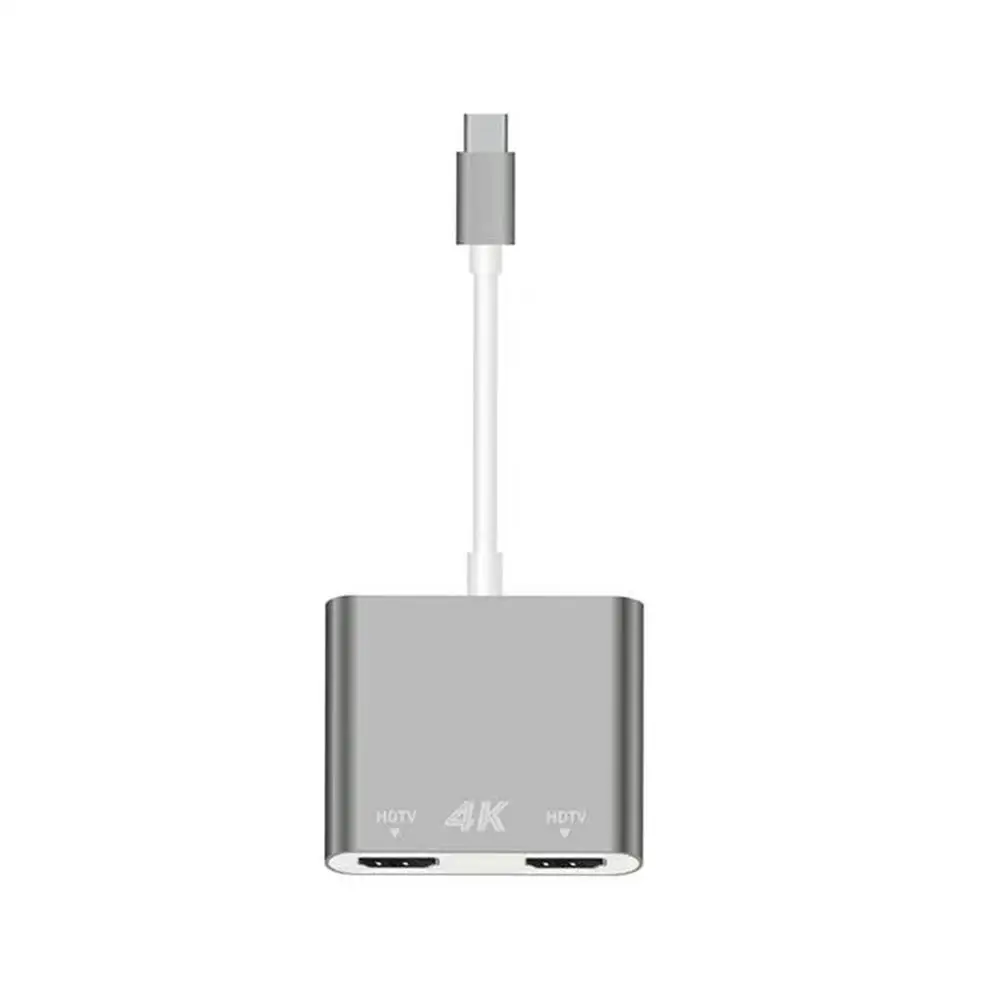 Адаптер type-C к HDMI USB-C кабель конвертер для samsung Galaxy Note10/10+ 4K x 2K разрешение двойной выход 40AUG19 - Цвет: Серебристый