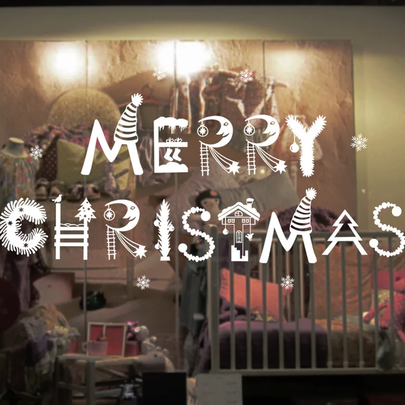 Рождественские украшения, наклейки на окна, большие размеры, рождественские украшения, оконные стеклянные наклейки, рождественские, вечерние, новогодние, новые