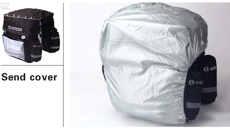 Top Bicycle Trunk Bags Cycling Double Side Rear Tail Seat Pannier Pack Bike Luggage Container Bag with Fixed Belt+A Rainproof Cover 16