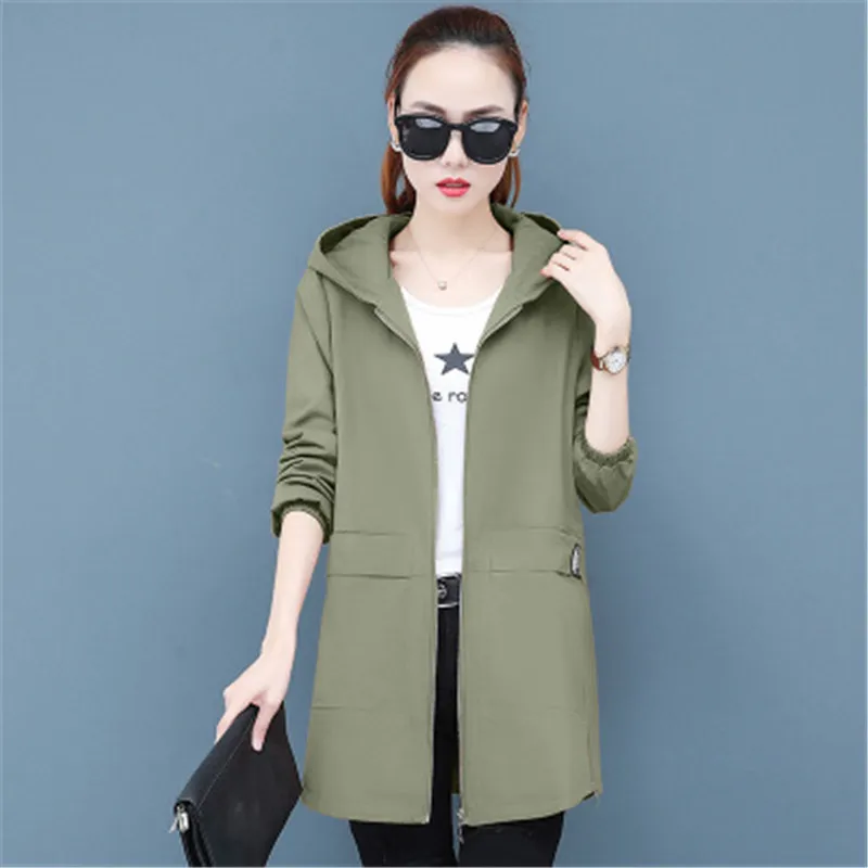 

Spring Autumn Oversized Hooded Jacket Women Loose Elegant Long Sleeve Coat Ladies Plus Size 4XL 5XL Casual Solid Color Outerwear
