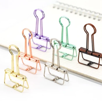 

4 Colors 3 Sizes Ins Colors Gold Sliver Rose Green Purple Binder Clips Large Medium Small Office Study Binder Clips High Quality