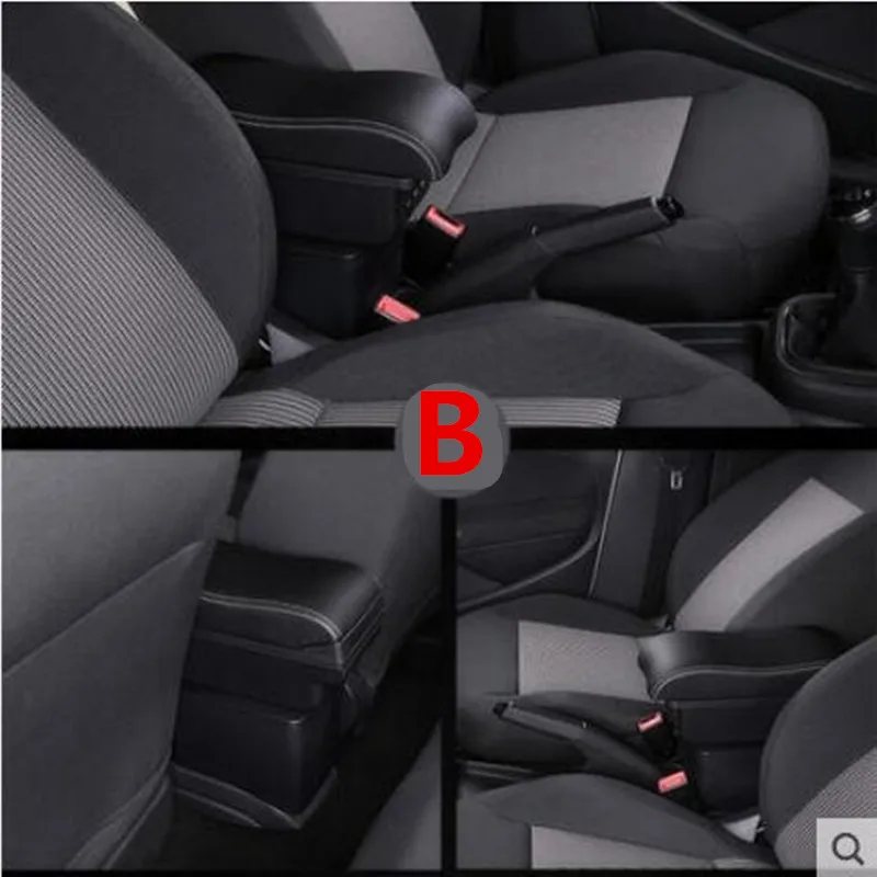 For Toyota Passo armrest box USB Charging heighten Double layer central Store content - Название цвета: B Black white line