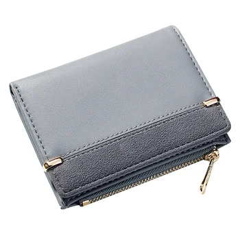 

Fashion Simple Women Wallets Purse Short Design Durable PU Leather Zipper For Money Coins Credit Cards 11.5x2x9cm-WT