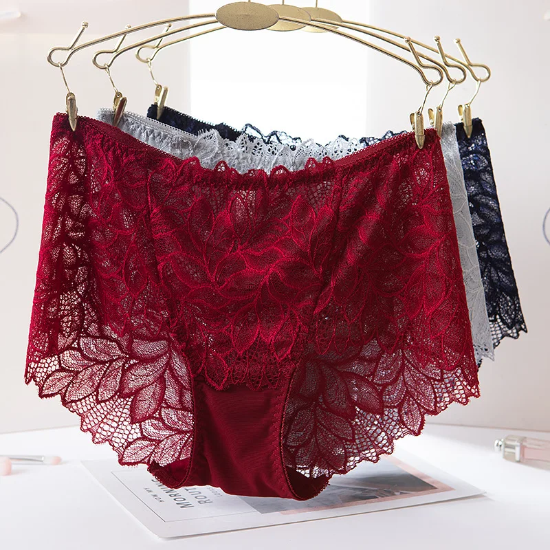

80kg Panties Women's Lace Large Plus Size Unmarked Ladies High Waisted Fat Side Triangle Briefs.