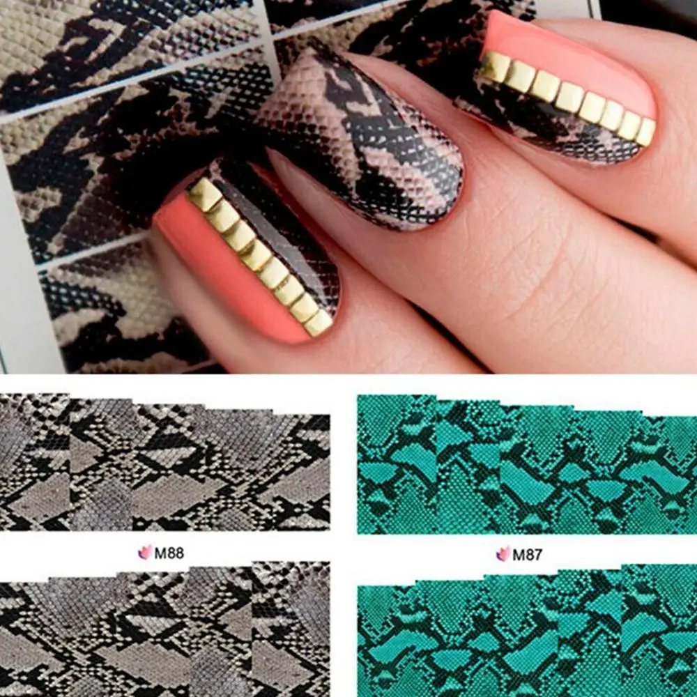 1 лист змеиная кожа водяные наклейки для ногтей искусство водная горка наклейки для ногтей бумажные Слайдеры для ногтей DIY кончики для ногтей украшения