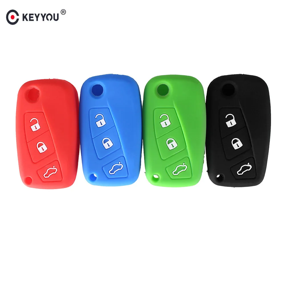 Брелок KEYYOU для FIAT Panda Stilo Punto Doblo Grand Bravo 500 Ducato 3 кнопки силиконовый чехол